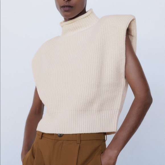 ZARA BNWT Shoulder Pad Knit Top - Picture 13 of 14